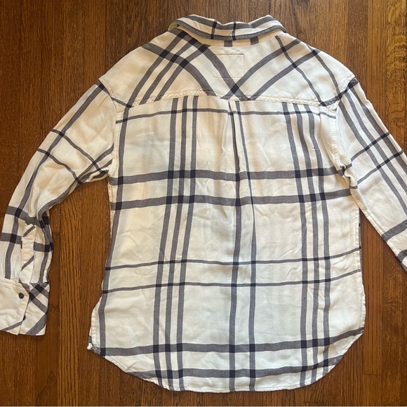 Rails Free People shirt S white blue plaid Hunter soft beachy - Picture 8 of 10